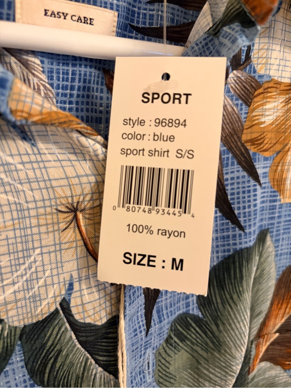 NWT CAMPIA Men's MEDIUM Shirt Blue Hawaiian Floral Button Casual Beach Summer - Picture 6 of 6